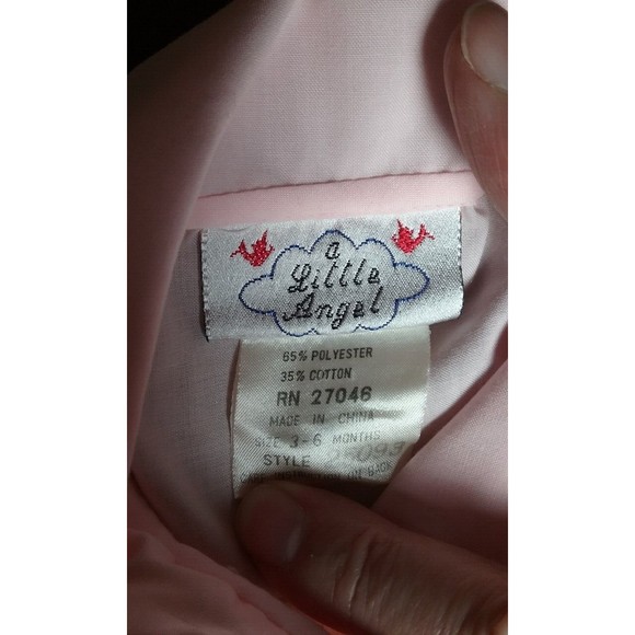 Vtg A Little Angel Baby Girl Pink Dress Smocked Buttoned Front Wide Hem 3-6 Mo - Picture 5 of 11